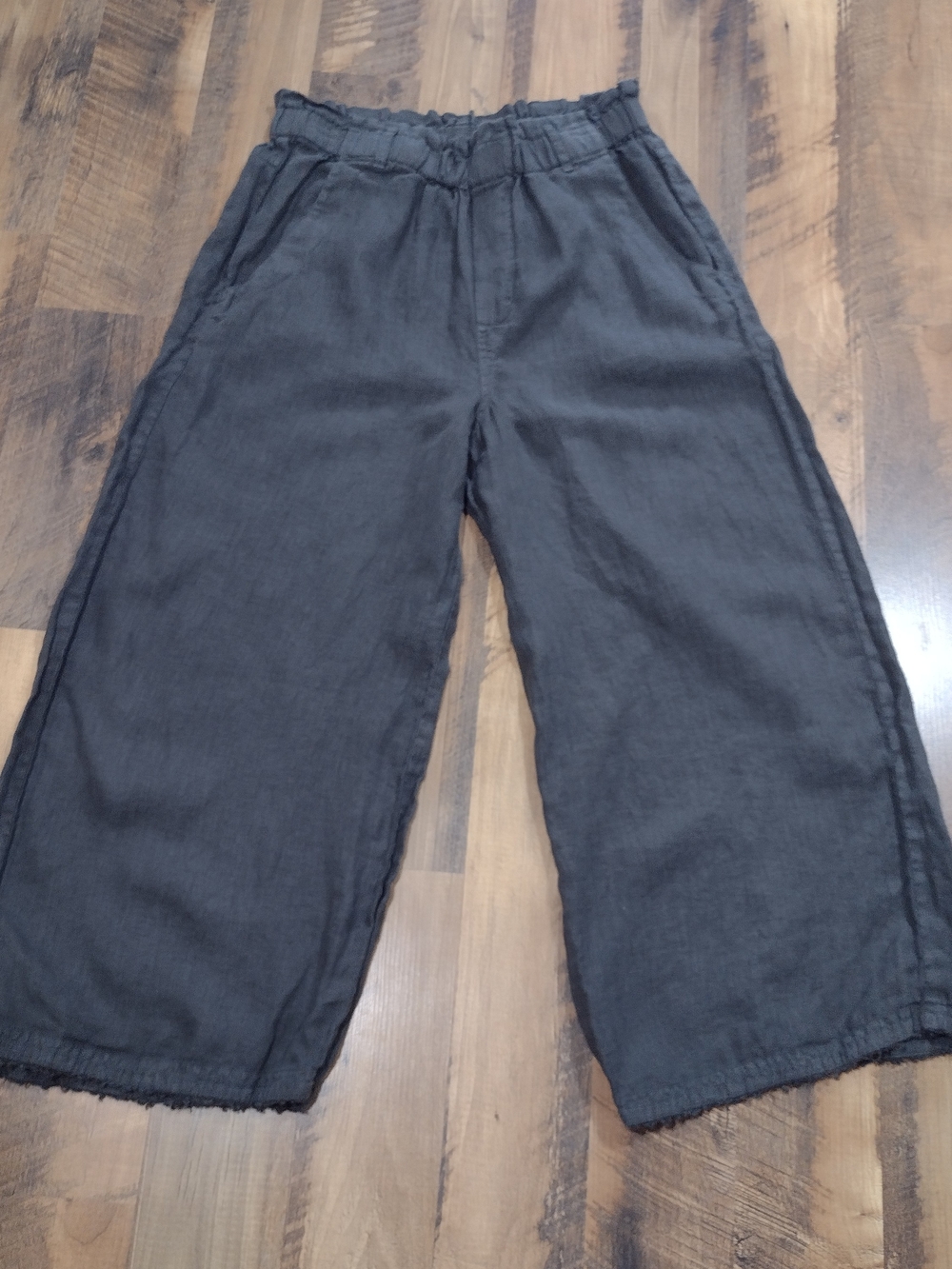 Cloth And Stone 100% Linen Gray Elastic Waist Bohemian Raw Edge Pants Size Small